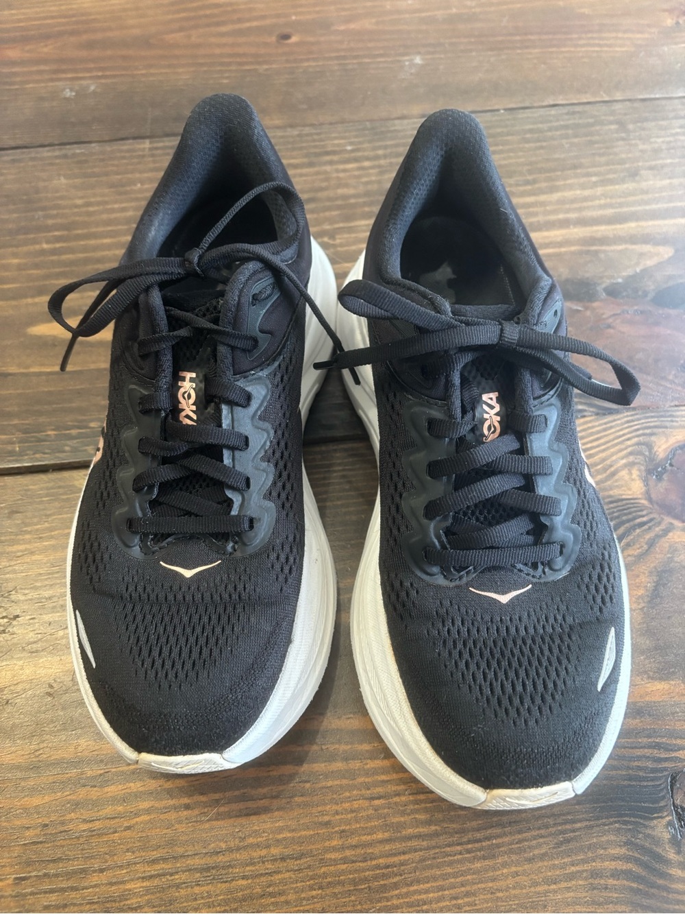 Hoka Bondi 9 Black/Rose Gold Running Shoes